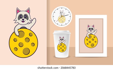 Cute dog cartoon character. Prints on T-shirts, sweatshirts, cases for mobile phones, souvenirs. Isolated vector illustration.