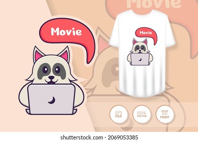 Cute dog cartoon character. Prints on T-shirts, sweatshirts, cases for mobile phones, souvenirs. Isolated vector illustration.