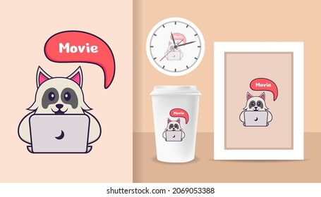 Cute dog cartoon character. Prints on T-shirts, sweatshirts, cases for mobile phones, souvenirs. Isolated vector illustration.