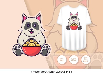 Cute dog cartoon character. Prints on T-shirts, sweatshirts, cases for mobile phones, souvenirs. Isolated vector illustration.