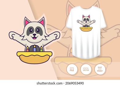 Cute dog cartoon character. Prints on T-shirts, sweatshirts, cases for mobile phones, souvenirs. Isolated vector illustration.