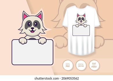 Cute dog cartoon character. Prints on T-shirts, sweatshirts, cases for mobile phones, souvenirs. Isolated vector illustration.