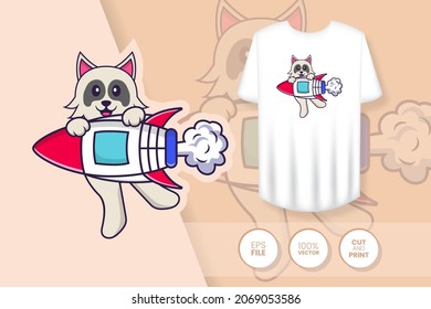 Cute dog cartoon character. Prints on T-shirts, sweatshirts, cases for mobile phones, souvenirs. Isolated vector illustration.