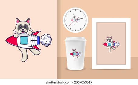 Cute dog cartoon character. Prints on T-shirts, sweatshirts, cases for mobile phones, souvenirs. Isolated vector illustration.