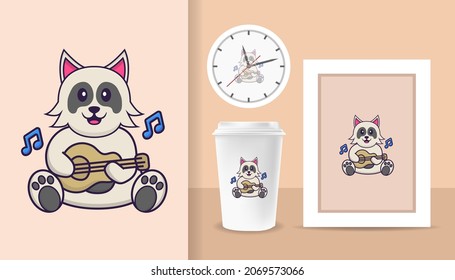 Cute dog cartoon character. Prints on T-shirts, sweatshirts, cases for mobile phones, souvenirs. Isolated vector illustration.