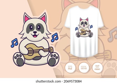 Cute dog cartoon character. Prints on T-shirts, sweatshirts, cases for mobile phones, souvenirs. Isolated vector illustration.