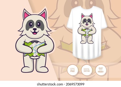 Cute dog cartoon character. Prints on T-shirts, sweatshirts, cases for mobile phones, souvenirs. Isolated vector illustration.