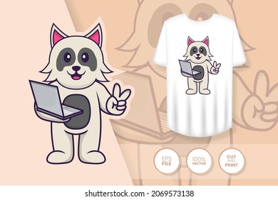 Cute dog cartoon character. Prints on T-shirts, sweatshirts, cases for mobile phones, souvenirs. Isolated vector illustration.