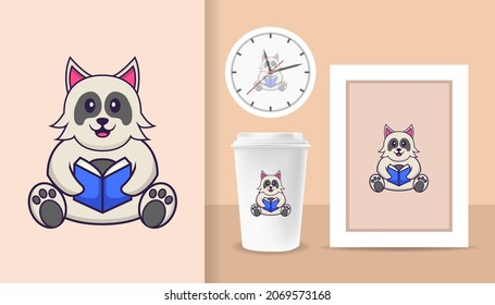 Cute dog cartoon character. Prints on T-shirts, sweatshirts, cases for mobile phones, souvenirs. Isolated vector illustration.