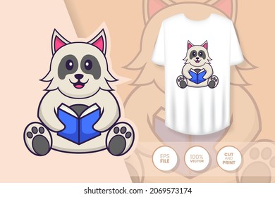 Cute dog cartoon character. Prints on T-shirts, sweatshirts, cases for mobile phones, souvenirs. Isolated vector illustration.