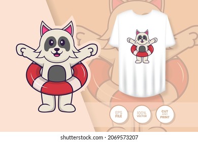 Cute dog cartoon character. Prints on T-shirts, sweatshirts, cases for mobile phones, souvenirs. Isolated vector illustration.