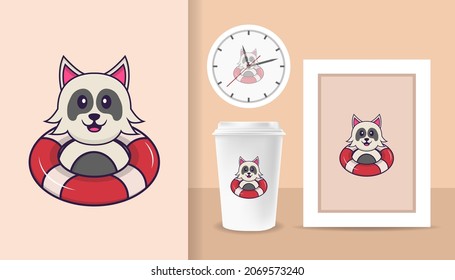 Cute dog cartoon character. Prints on T-shirts, sweatshirts, cases for mobile phones, souvenirs. Isolated vector illustration.