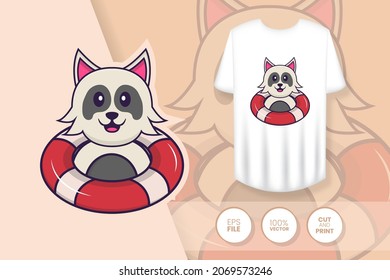 Cute dog cartoon character. Prints on T-shirts, sweatshirts, cases for mobile phones, souvenirs. Isolated vector illustration.