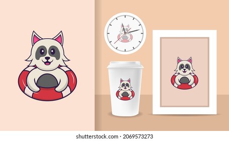 Cute dog cartoon character. Prints on T-shirts, sweatshirts, cases for mobile phones, souvenirs. Isolated vector illustration.