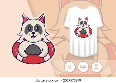 Cute dog cartoon character. Prints on T-shirts, sweatshirts, cases for mobile phones, souvenirs. Isolated vector illustration.