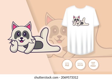 Cute dog cartoon character. Prints on T-shirts, sweatshirts, cases for mobile phones, souvenirs. Isolated vector illustration.