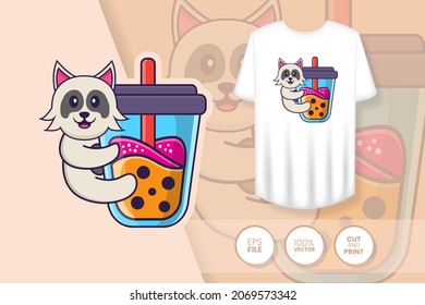 Cute dog cartoon character. Prints on T-shirts, sweatshirts, cases for mobile phones, souvenirs. Isolated vector illustration.