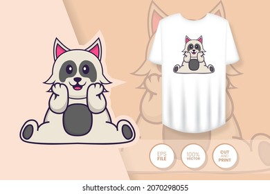 Cute dog cartoon character. Prints on T-shirts, sweatshirts, cases for mobile phones, souvenirs. Isolated vector illustration.