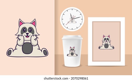 Cute dog cartoon character. Prints on T-shirts, sweatshirts, cases for mobile phones, souvenirs. Isolated vector illustration.