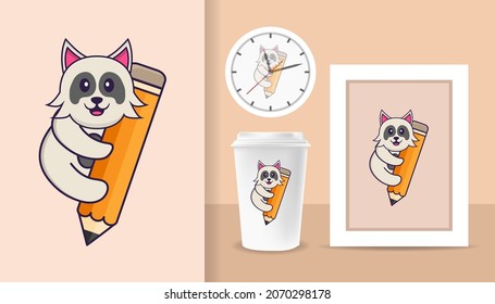 Cute dog cartoon character. Prints on T-shirts, sweatshirts, cases for mobile phones, souvenirs. Isolated vector illustration.