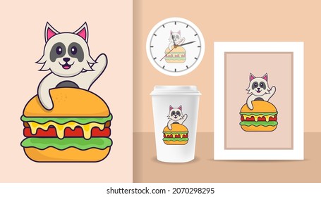 Cute dog cartoon character. Prints on T-shirts, sweatshirts, cases for mobile phones, souvenirs. Isolated vector illustration.