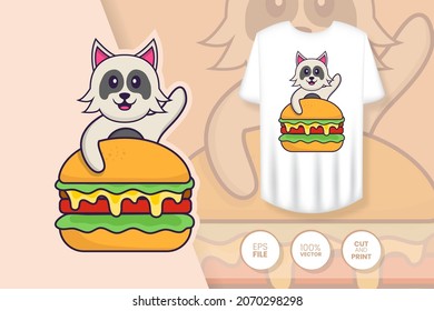 Cute dog cartoon character. Prints on T-shirts, sweatshirts, cases for mobile phones, souvenirs. Isolated vector illustration.