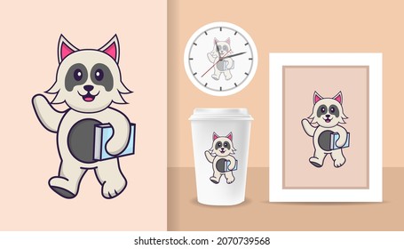 Cute dog cartoon character. Prints on T-shirts, sweatshirts, cases for mobile phones, souvenirs. Isolated vector illustration.