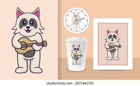 Cute dog cartoon character. Prints on T-shirts, sweatshirts, cases for mobile phones, souvenirs. Isolated vector illustration.