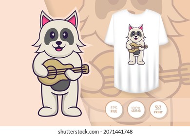 Cute dog cartoon character. Prints on T-shirts, sweatshirts, cases for mobile phones, souvenirs. Isolated vector illustration.