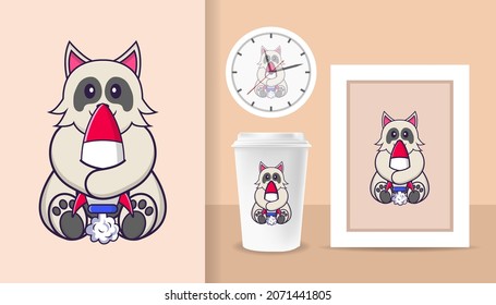 Cute dog cartoon character. Prints on T-shirts, sweatshirts, cases for mobile phones, souvenirs. Isolated vector illustration.