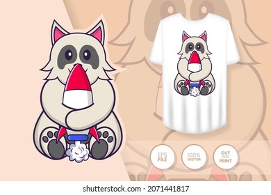 Cute dog cartoon character. Prints on T-shirts, sweatshirts, cases for mobile phones, souvenirs. Isolated vector illustration.