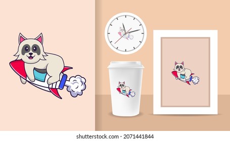 Cute dog cartoon character. Prints on T-shirts, sweatshirts, cases for mobile phones, souvenirs. Isolated vector illustration.