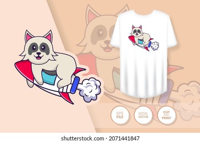 Cute dog cartoon character. Prints on T-shirts, sweatshirts, cases for mobile phones, souvenirs. Isolated vector illustration.