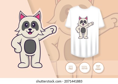 Cute dog cartoon character. Prints on T-shirts, sweatshirts, cases for mobile phones, souvenirs. Isolated vector illustration.