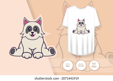 Cute dog cartoon character. Prints on T-shirts, sweatshirts, cases for mobile phones, souvenirs. Isolated vector illustration.