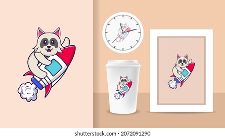 Cute dog cartoon character. Prints on T-shirts, sweatshirts, cases for mobile phones, souvenirs. Isolated vector illustration.