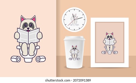 Cute dog cartoon character. Prints on T-shirts, sweatshirts, cases for mobile phones, souvenirs. Isolated vector illustration.