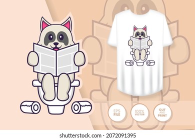 Cute dog cartoon character. Prints on T-shirts, sweatshirts, cases for mobile phones, souvenirs. Isolated vector illustration.