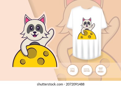 Cute dog cartoon character. Prints on T-shirts, sweatshirts, cases for mobile phones, souvenirs. Isolated vector illustration.