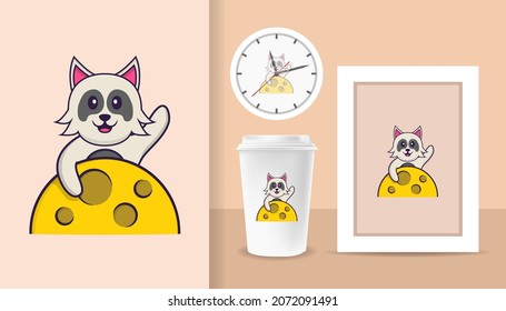 Cute dog cartoon character. Prints on T-shirts, sweatshirts, cases for mobile phones, souvenirs. Isolated vector illustration.