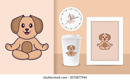 Cute dog cartoon character. Prints on T-shirts, sweatshirts, cases for mobile phones, souvenirs. Isolated vector illustration.