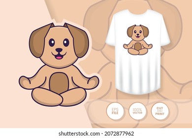 Cute dog cartoon character. Prints on T-shirts, sweatshirts, cases for mobile phones, souvenirs. Isolated vector illustration.