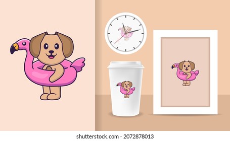 Cute dog cartoon character. Prints on T-shirts, sweatshirts, cases for mobile phones, souvenirs. Isolated vector illustration.