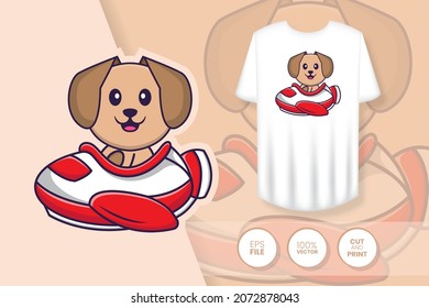 Cute dog cartoon character. Prints on T-shirts, sweatshirts, cases for mobile phones, souvenirs. Isolated vector illustration.