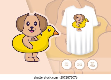 Cute dog cartoon character. Prints on T-shirts, sweatshirts, cases for mobile phones, souvenirs. Isolated vector illustration.