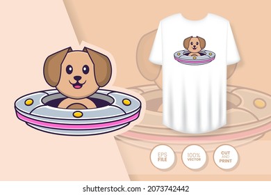 Cute dog cartoon character. Prints on T-shirts, sweatshirts, cases for mobile phones, souvenirs. Isolated vector illustration.