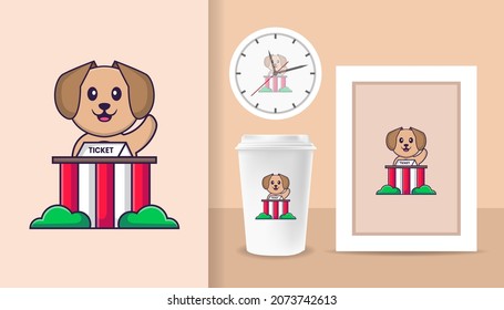 Cute dog cartoon character. Prints on T-shirts, sweatshirts, cases for mobile phones, souvenirs. Isolated vector illustration.