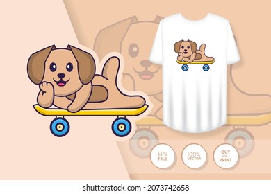 Cute dog cartoon character. Prints on T-shirts, sweatshirts, cases for mobile phones, souvenirs. Isolated vector illustration.