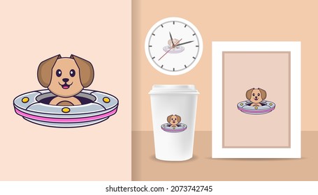 Cute dog cartoon character. Prints on T-shirts, sweatshirts, cases for mobile phones, souvenirs. Isolated vector illustration.