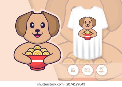 Cute dog cartoon character. Prints on T-shirts, sweatshirts, cases for mobile phones, souvenirs. Isolated vector illustration.